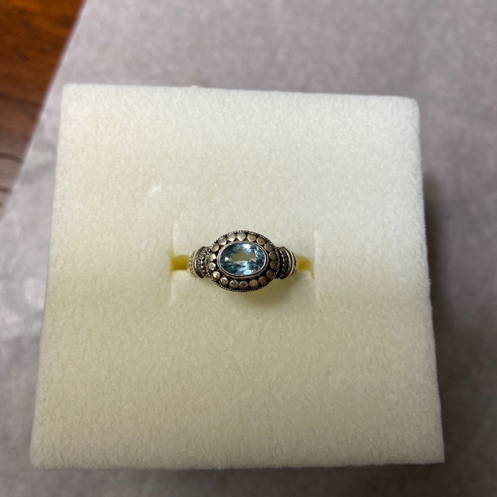 Sterling Silver Blue Topaz Halo Ring